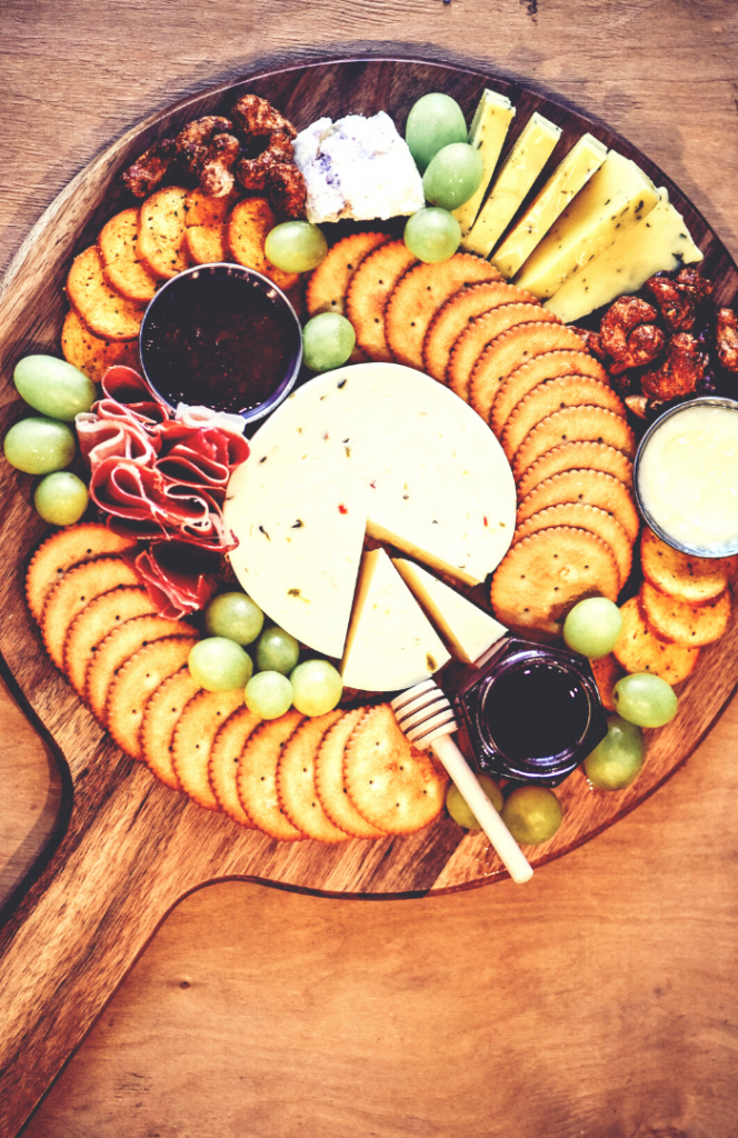 round holiday charcuterie board