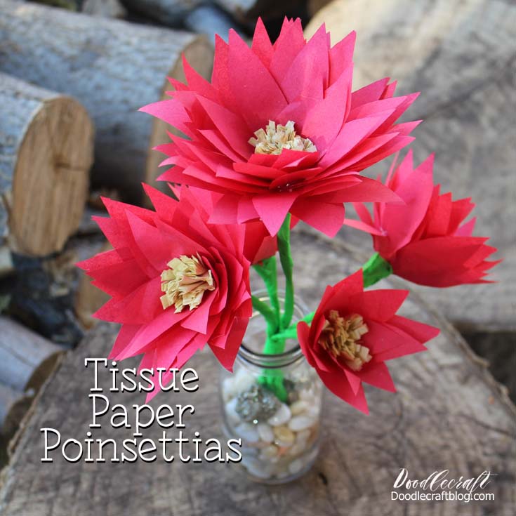 tissue paper poinsettias by doodlecraftblog